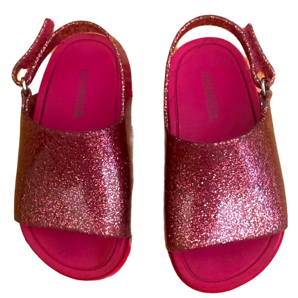 MINI MELISSA Pink Glitter Beach Slide Sandal-Size 7 (toddler) - Picture 3 of 7